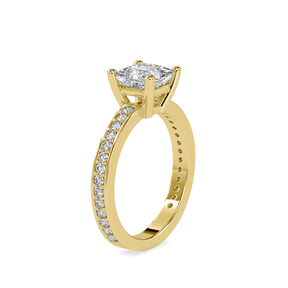 SKU: 0155 (18K) Princess Diamond Solitaire Engagment Ring in Rose Gold.