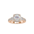 SKU: 0156 (10K) Milgrain Halo Radiant Engagment Ring in Rose Gold.