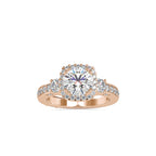 SKU: 0156 (10K) Milgrain Halo Radiant Engagment Ring in Rose Gold.