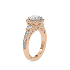 SKU: 0156 (18K) Milgrain Halo Radiant Engagment Ring in Rose Gold.