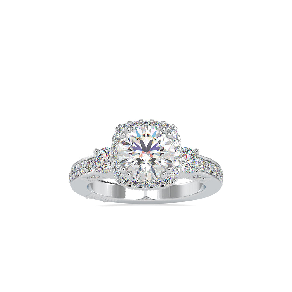 SKU: 0156 (22K) Milgrain Halo Radiant Engagment Ring in Rose Gold.