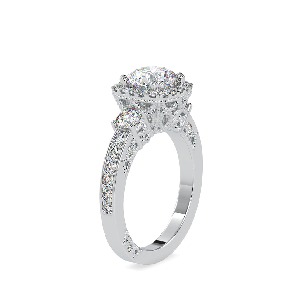 SKU: 0156 (18K) Milgrain Halo Radiant Engagment Ring in Rose Gold.