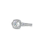 SKU: 0156 (22K) Milgrain Halo Radiant Engagment Ring in Rose Gold.