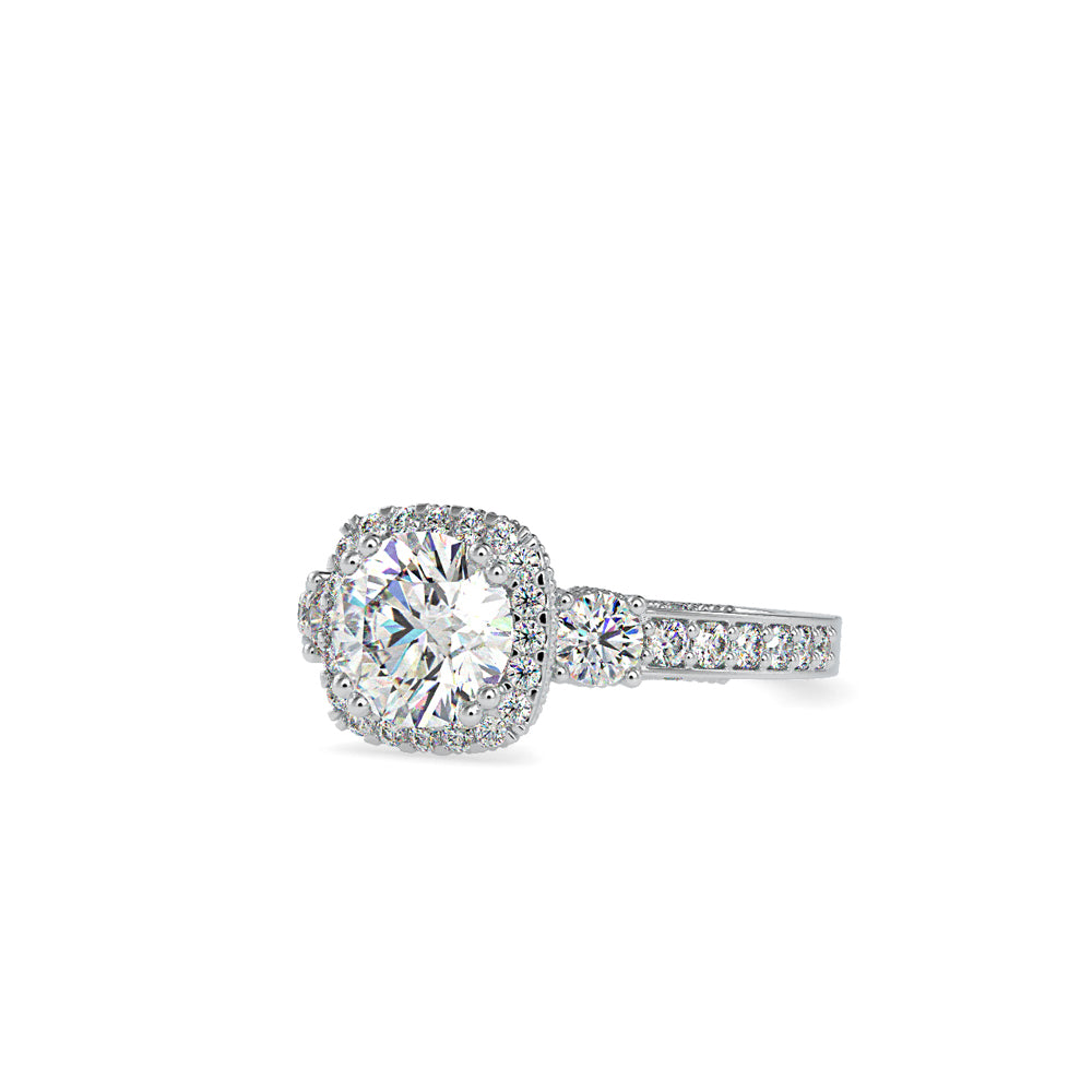 SKU: 0156 (22K) Milgrain Halo Radiant Engagment Ring in Rose Gold.