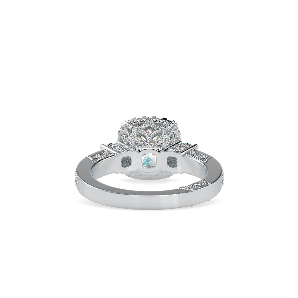 SKU: 0156 (14K) Milgrain Halo Radiant Engagment Ring in Rose Gold.