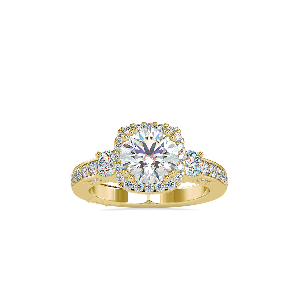 SKU: 0156 (10K) Milgrain Halo Radiant Engagment Ring in Rose Gold.
