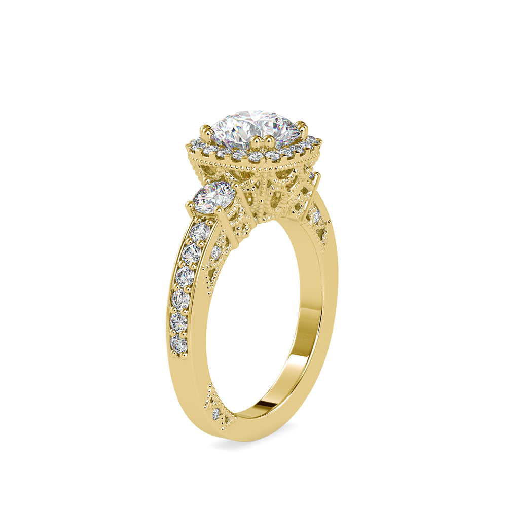 SKU: 0156 (22K) Milgrain Halo Radiant Engagment Ring in Rose Gold.