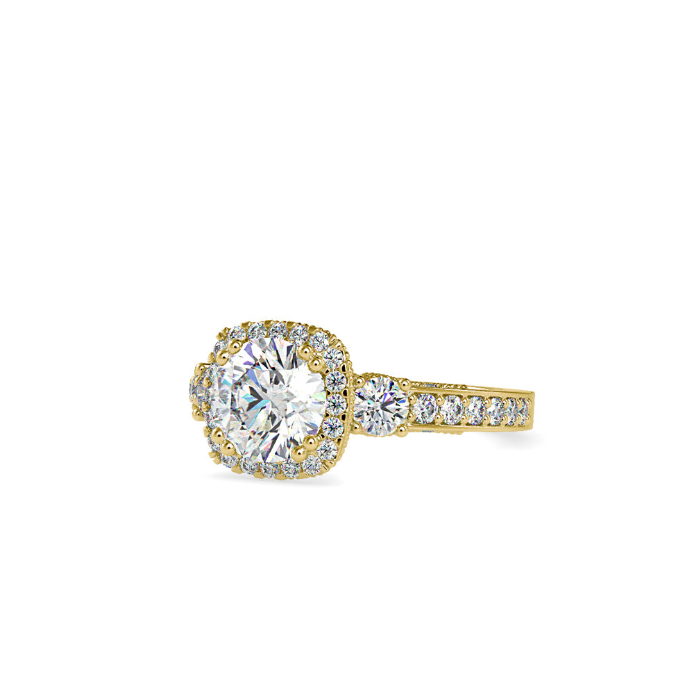SKU: 0156 (14K) Milgrain Halo Radiant Engagment Ring in Rose Gold.