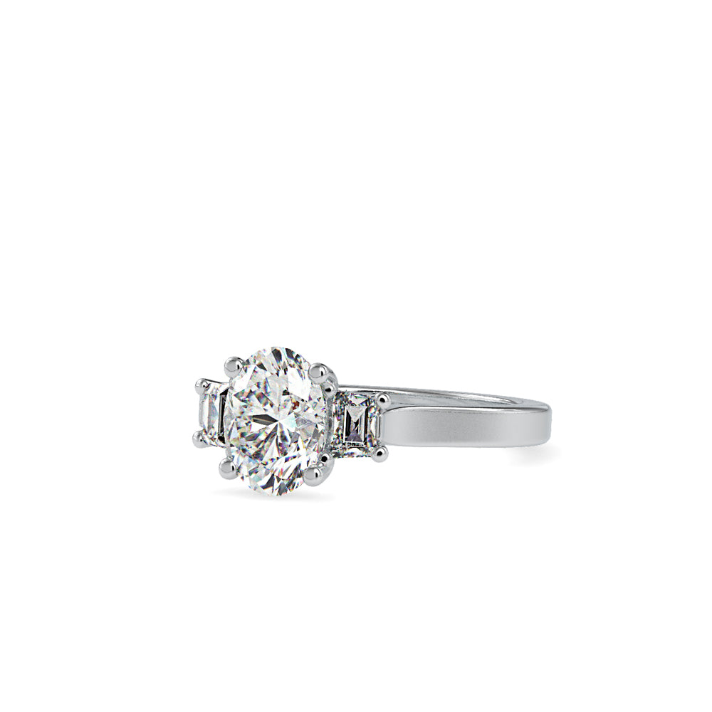 SKU: 0157 (22K) Two-tone Three-Stone Engagment Ring in Rose Gold.