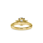 SKU: 0157 (22K) Two-tone Three-Stone Engagment Ring in Rose Gold.
