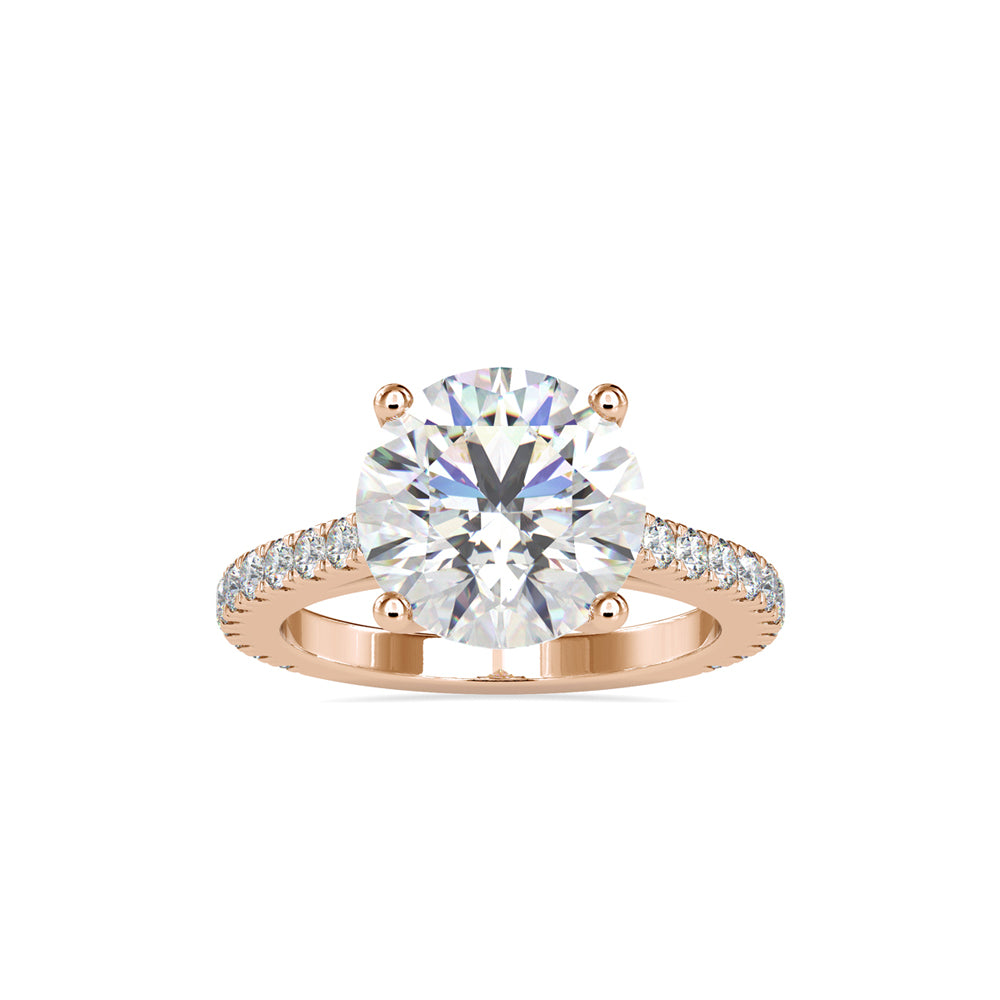 SKU: 0159 (10K) Round Diamond Solitaire Engagment Ring in Rose Gold.