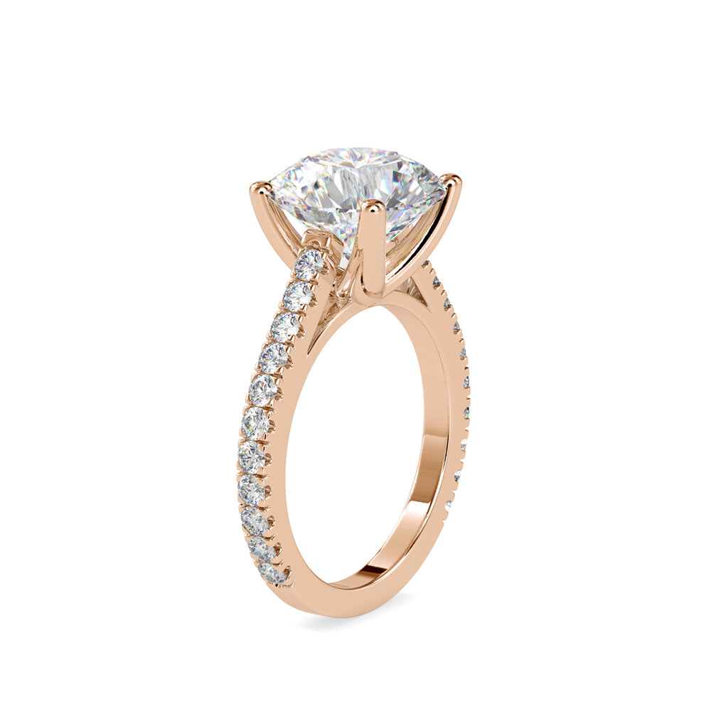 SKU: 0159 (14K) Round Diamond Solitaire Engagment Ring in Rose Gold.