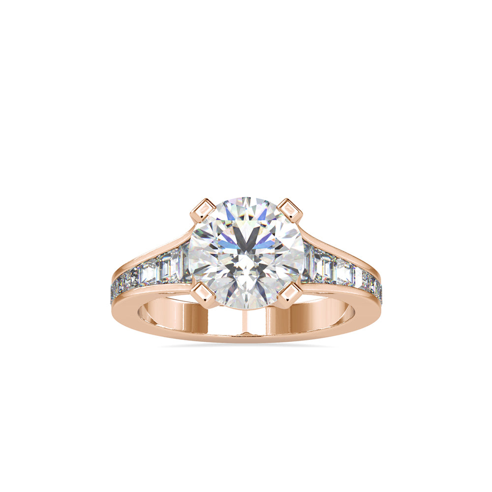 SKU: 0160 (22K) Round Diamond Channel-Set Solitaire Engagment Ring in Rose Gold.