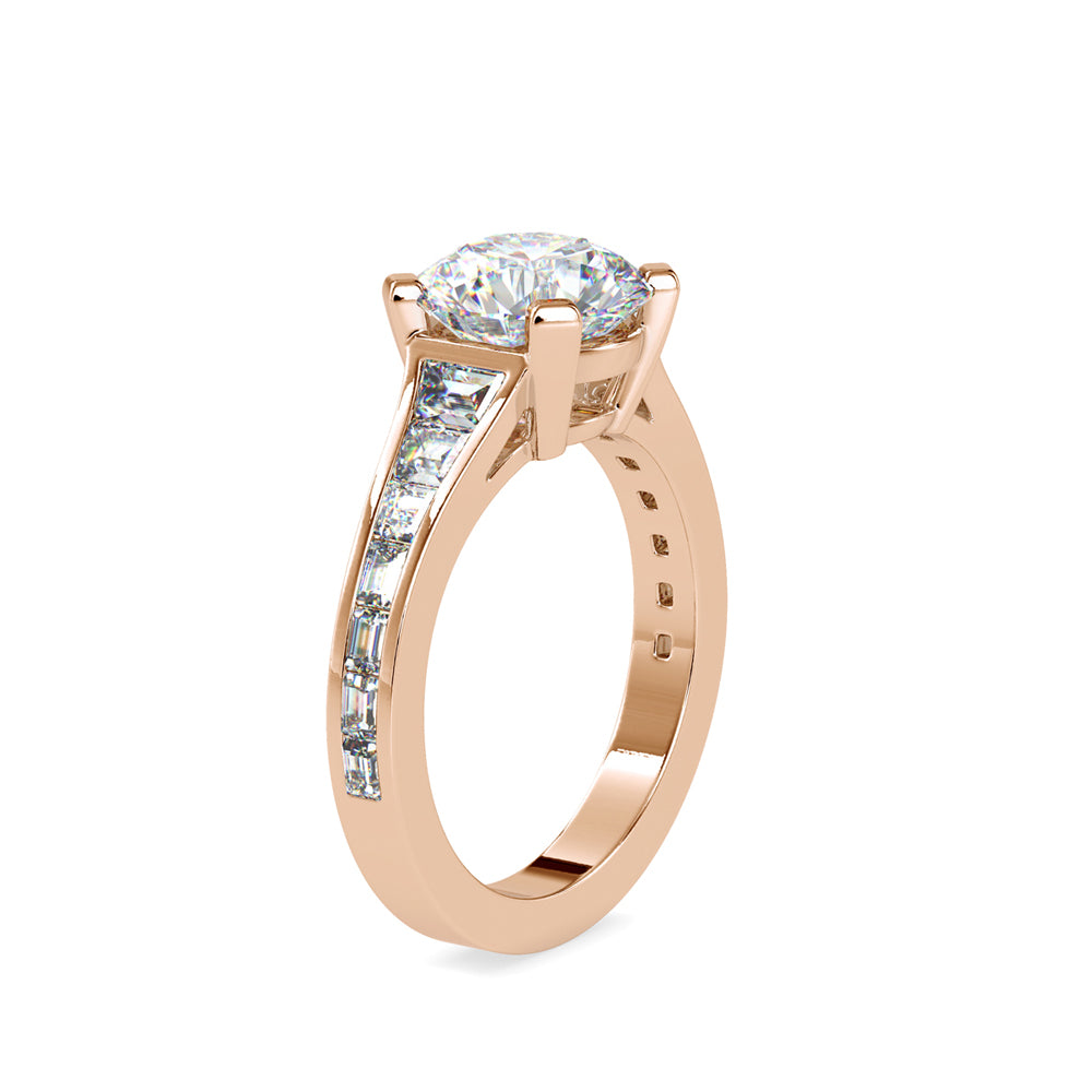 SKU: 0160 (22K) Round Diamond Channel-Set Solitaire Engagment Ring in Rose Gold.