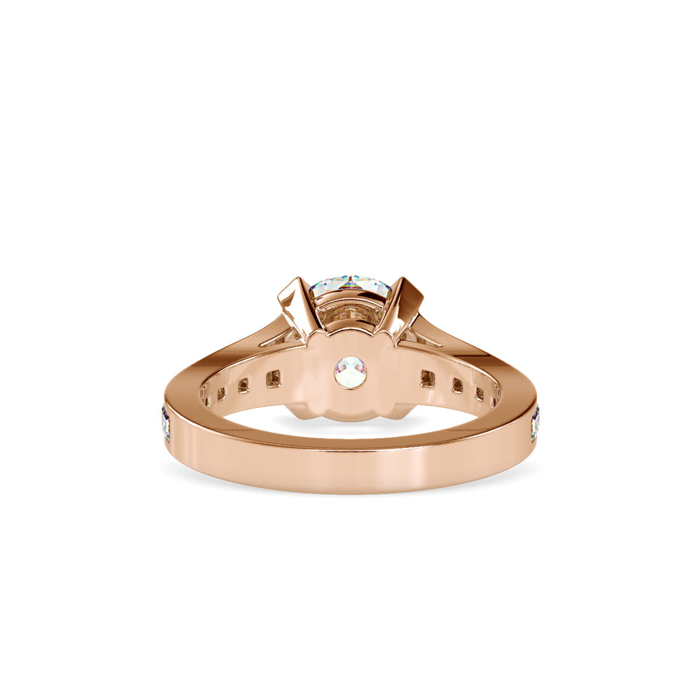 SKU: 0160 (22K) Round Diamond Channel-Set Solitaire Engagment Ring in Rose Gold.