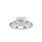 SKU: 0160 (14K) Round Diamond Channel-Set Solitaire Engagment Ring in Rose Gold.