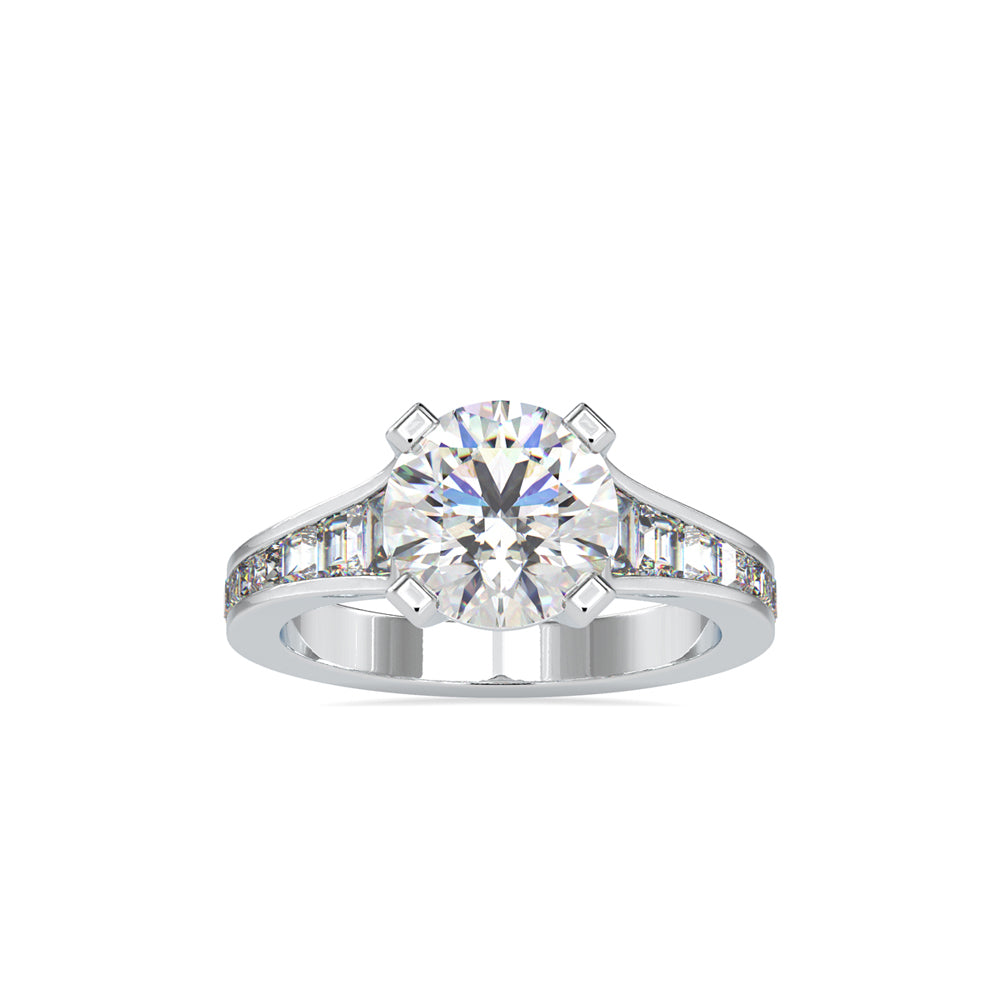 SKU: 0160 (14K) Round Diamond Channel-Set Solitaire Engagment Ring in Rose Gold.