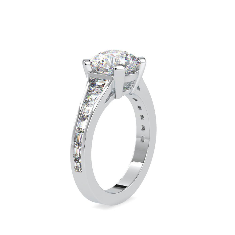 SKU: 0160 (18K) Round Diamond Channel-Set Solitaire Engagment Ring in Rose Gold.