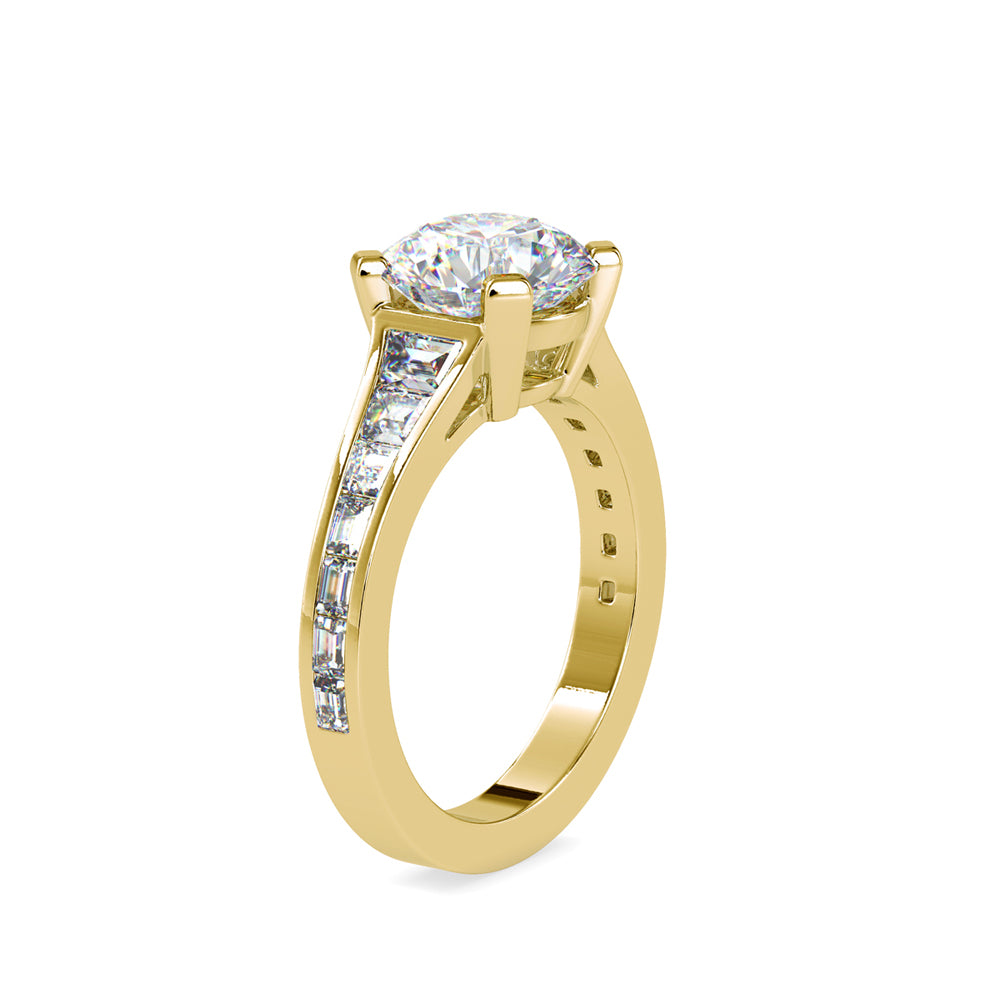 SKU: 0160 (18K) Round Diamond Channel-Set Solitaire Engagment Ring in Rose Gold.