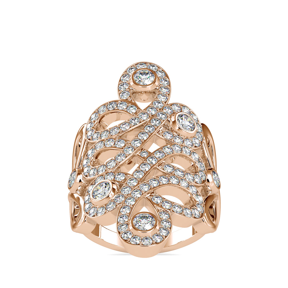 SKU: 0161 (22K) Free Form Design Diamond Ring in Rose Gold.