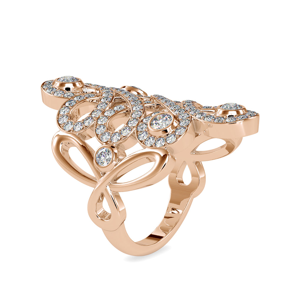 SKU: 0161 (10K) Free Form Design Diamond Ring in Rose Gold.