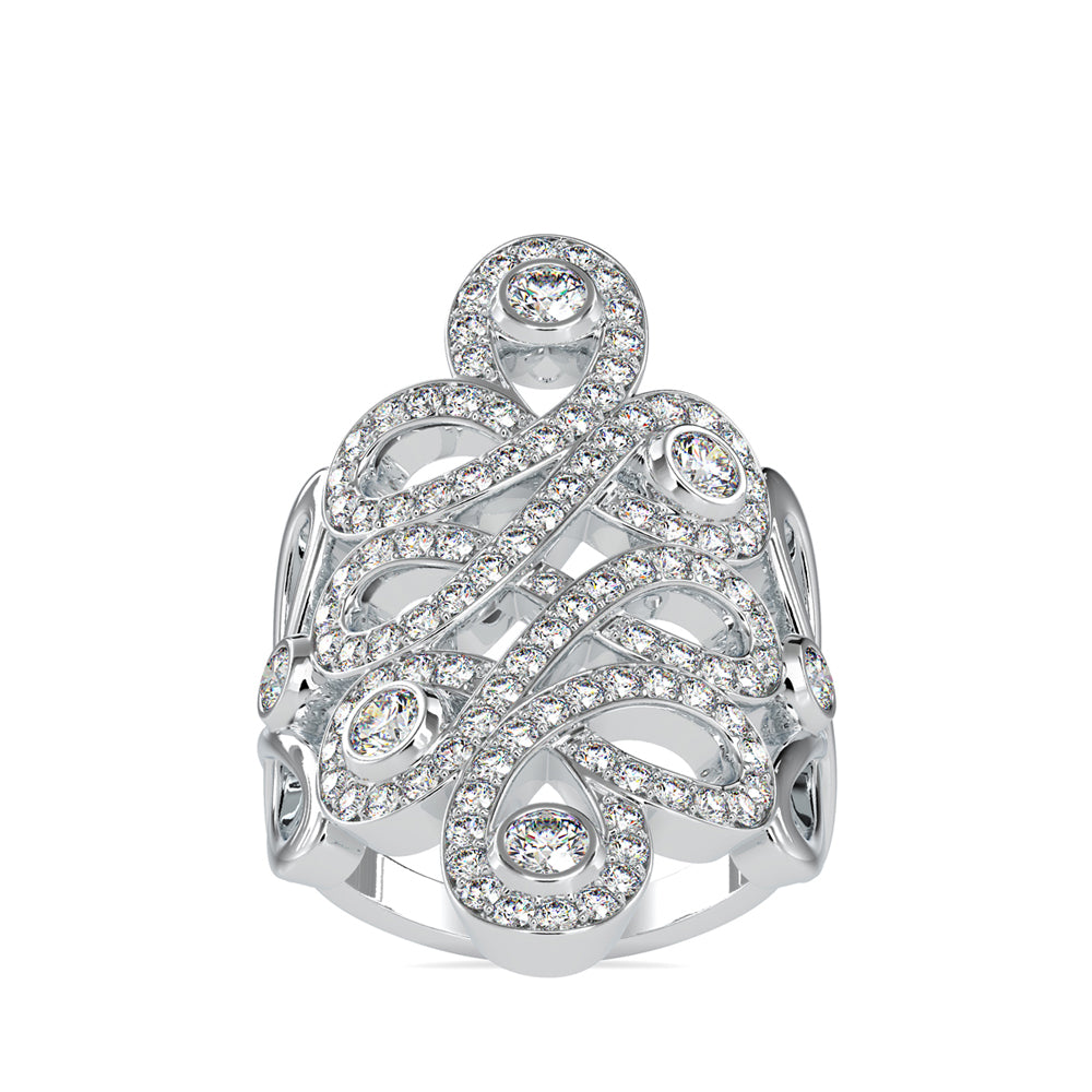 SKU: 0161 (10K) Free Form Design Diamond Ring in Rose Gold.