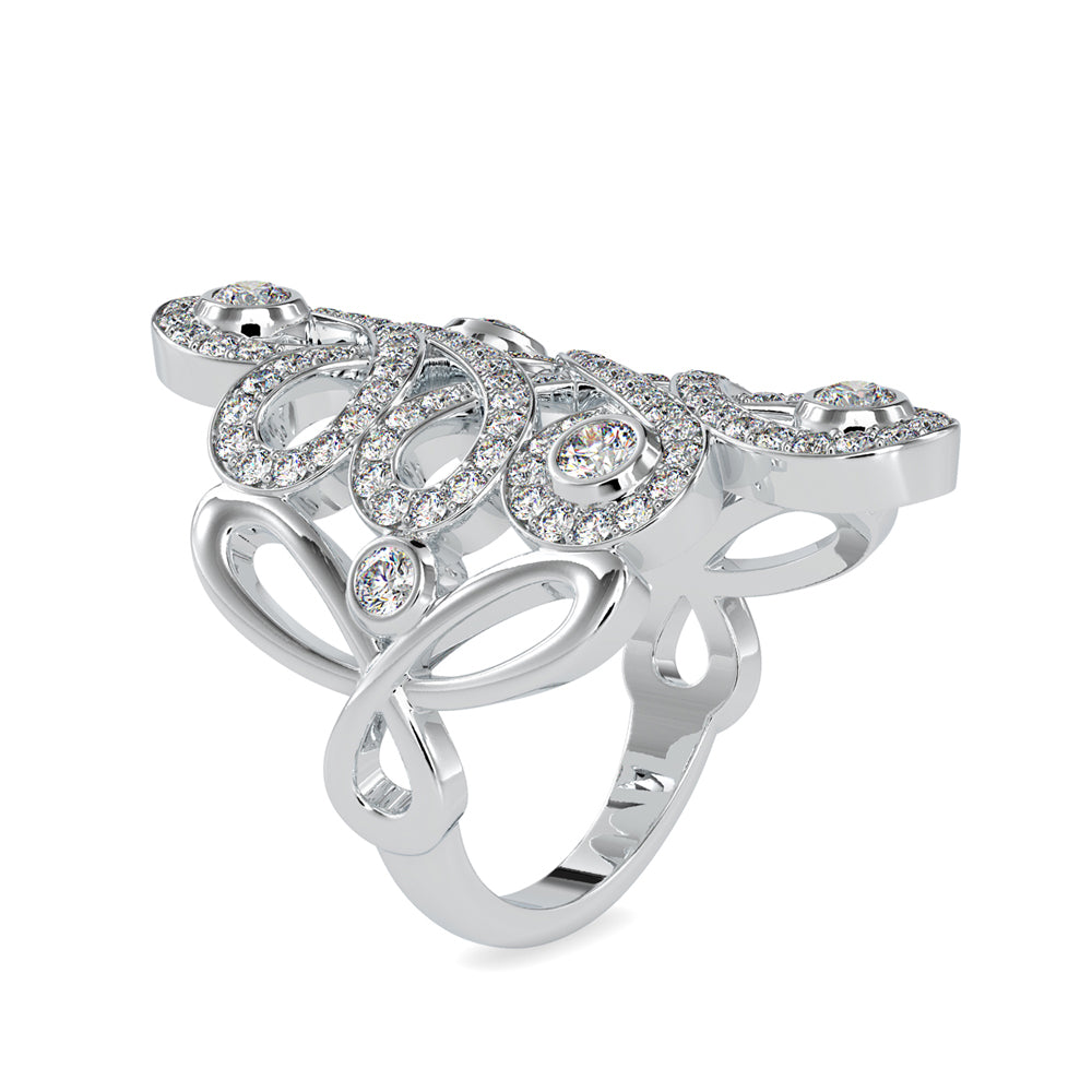 SKU: 0161 (14K) Free Form Design Diamond Ring in Rose Gold.