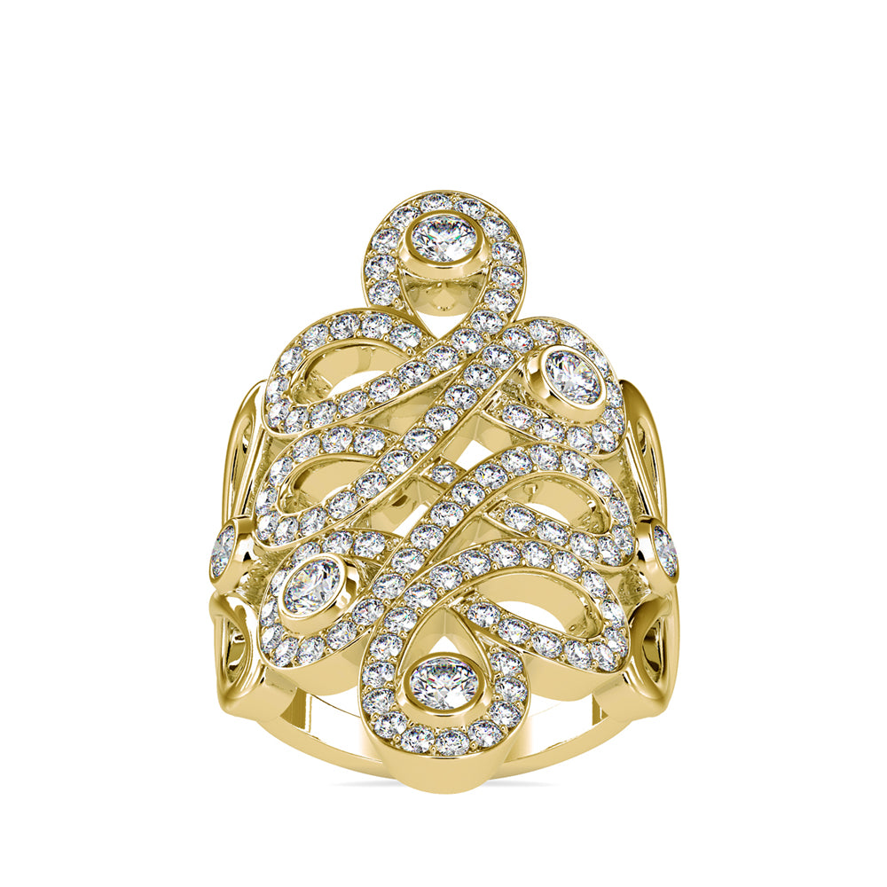 SKU: 0161 (22K) Free Form Design Diamond Ring in Rose Gold.