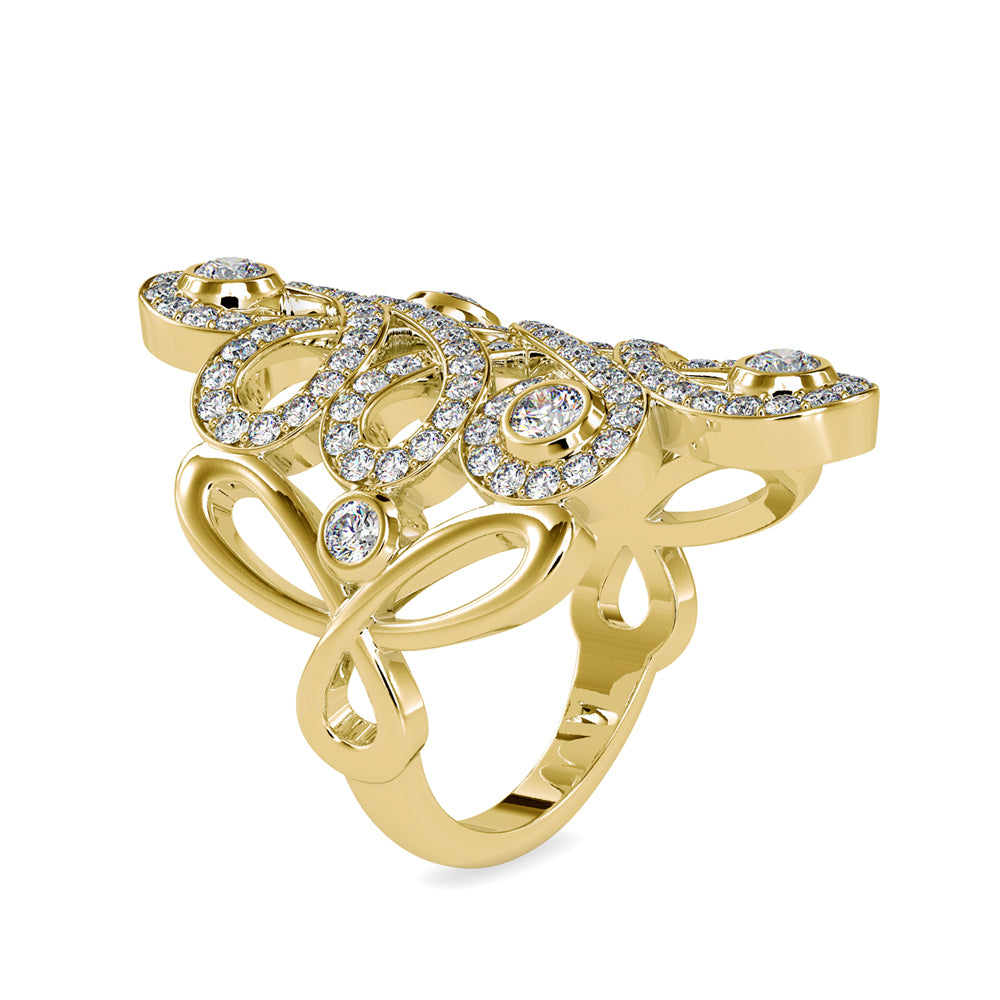 SKU: 0161 (18K) Free Form Design Diamond Ring in Rose Gold.