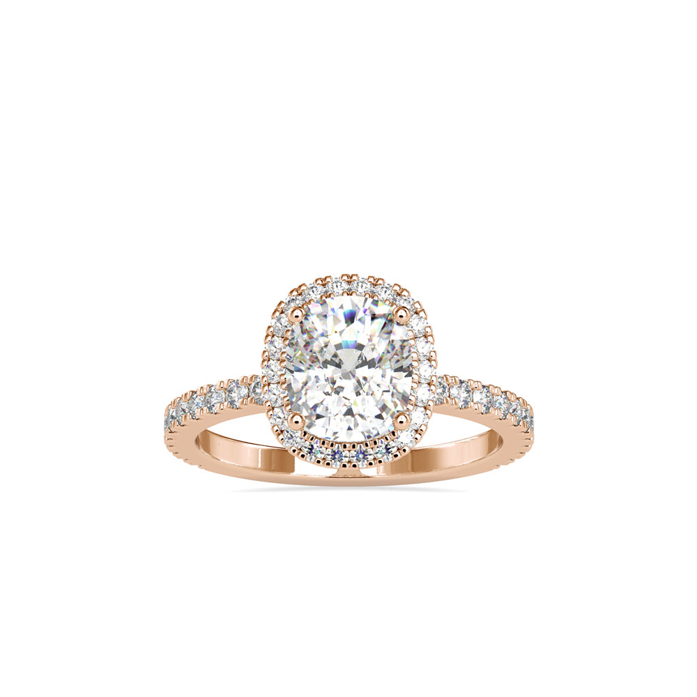 SKU: 0162 (22K) Cushion-Cut Halo Engagment Ring in Rose Gold.