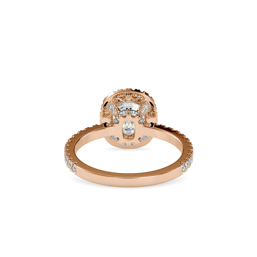 SKU: 0162 (18K) Cushion-Cut Halo Engagment Ring in Rose Gold.
