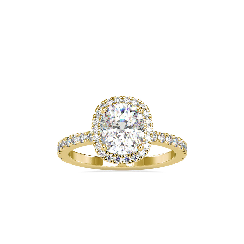 SKU: 0162 (14K) Cushion-Cut Halo Engagment Ring in Rose Gold.