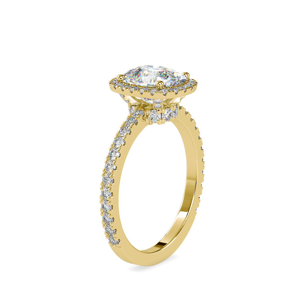 SKU: 0162 (22K) Cushion-Cut Halo Engagment Ring in Rose Gold.