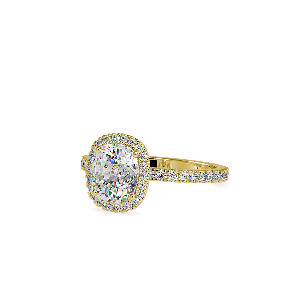SKU: 0162 (14K) Cushion-Cut Halo Engagment Ring in Rose Gold.