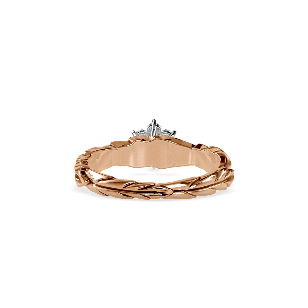 SKU: 0165 (18K) two-Tone Nature-Inspired Leaf Diamond Ring in Rose Gold.