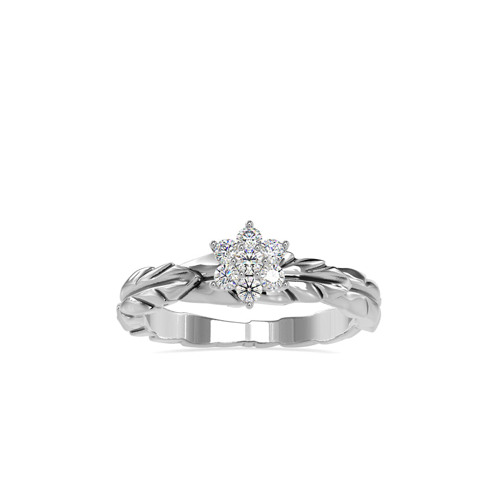 SKU: 0165 (18K) two-Tone Nature-Inspired Leaf Diamond Ring in Rose Gold.