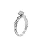 SKU: 0165 (14K) two-Tone Nature-Inspired Leaf Diamond Ring in Rose Gold.