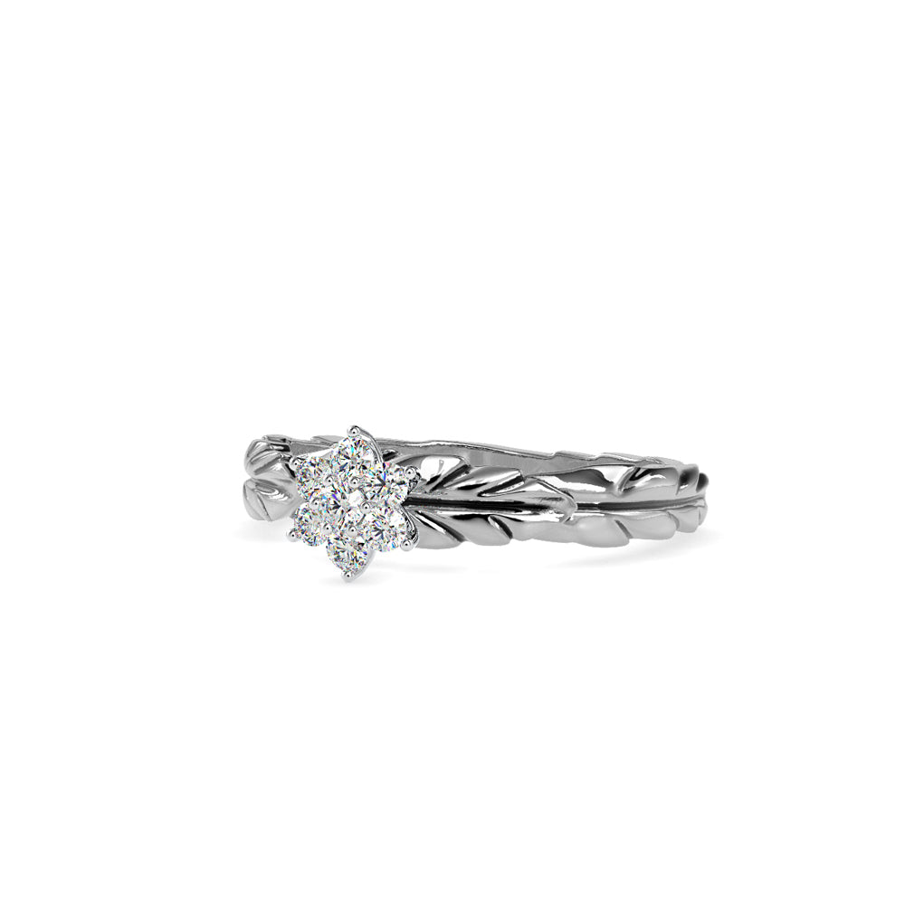 SKU: 0165 (22K) two-Tone Nature-Inspired Leaf Diamond Ring in Rose Gold.