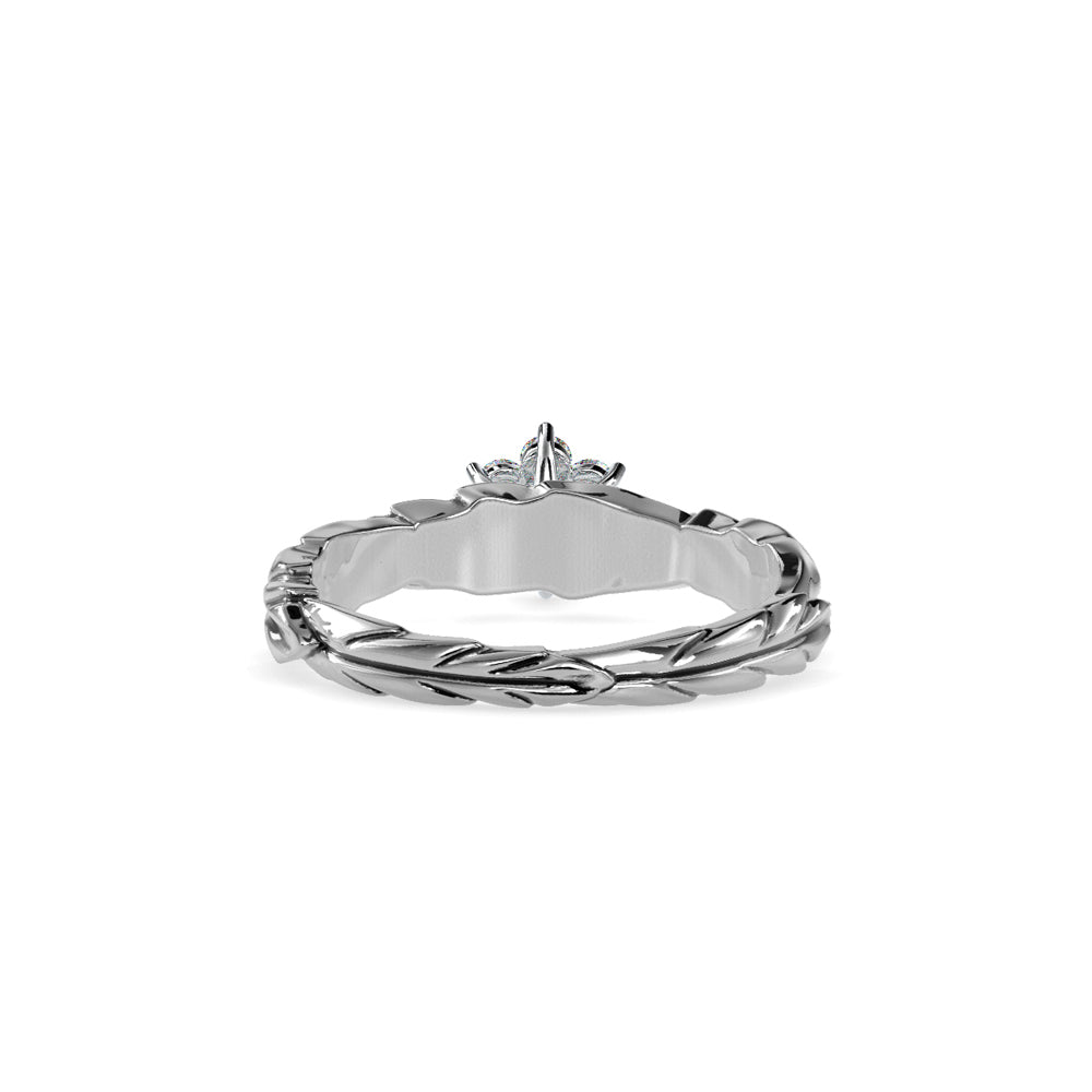 SKU: 0165 (14K) two-Tone Nature-Inspired Leaf Diamond Ring in Rose Gold.