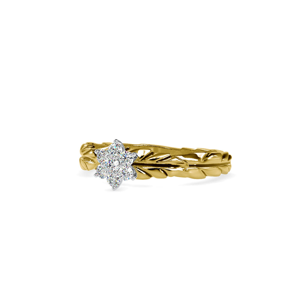SKU: 0165 (18K) two-Tone Nature-Inspired Leaf Diamond Ring in Rose Gold.