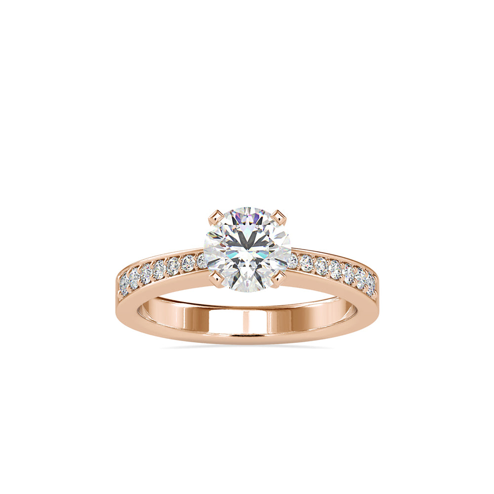 SKU: 0166 (14K) Four-Prong Solitaire Engagment Ring in Rose Gold.