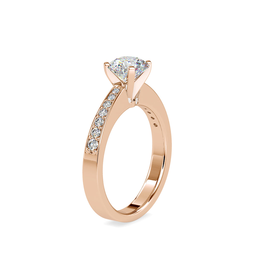 SKU: 0166 (14K) Four-Prong Solitaire Engagment Ring in Rose Gold.