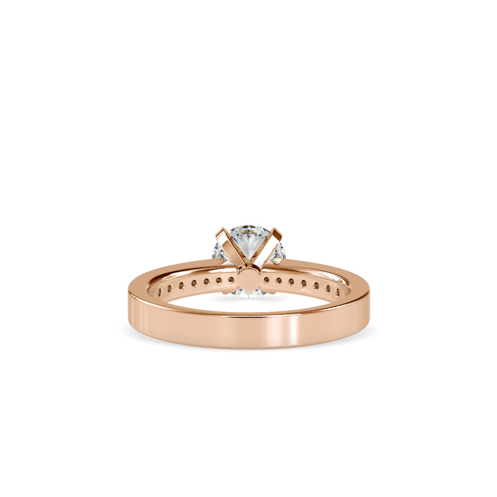 SKU: 0166 (10K) Four-Prong Solitaire Engagment Ring in Rose Gold.