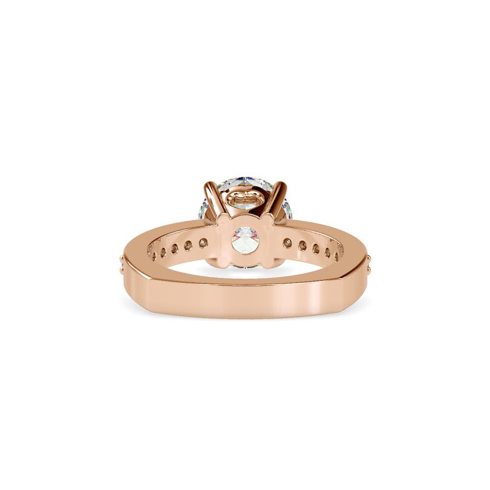 SKU: 0167 (22K) Heart-Shaped Setting Four-Prong Solitaire Engagment Ring in Rose Gold.