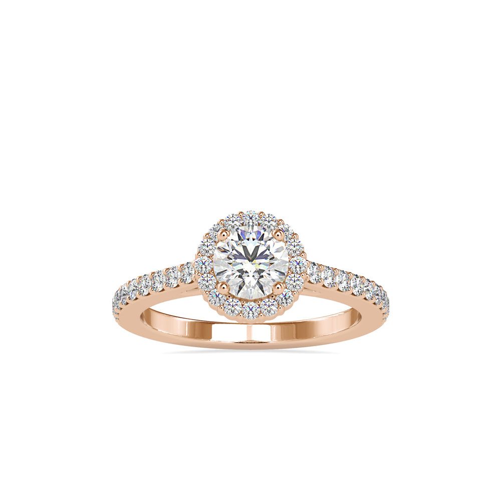 SKU: 0170 (18K) Dazzling Halo Engagment Ring In Rose Gold.