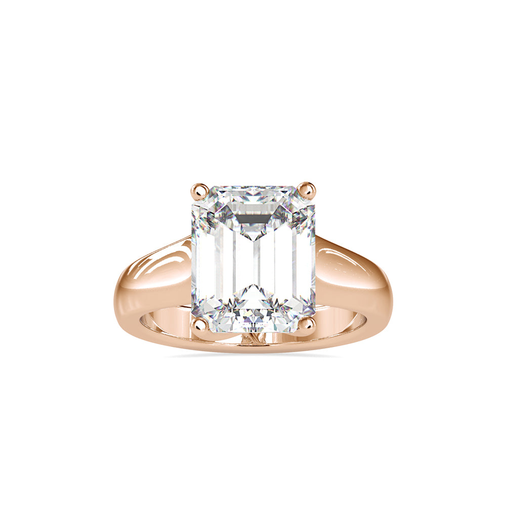 SKU: 0171 (14K) Emerald Twisted-Prong Solitaire Engagment Ring in Rose Gold.