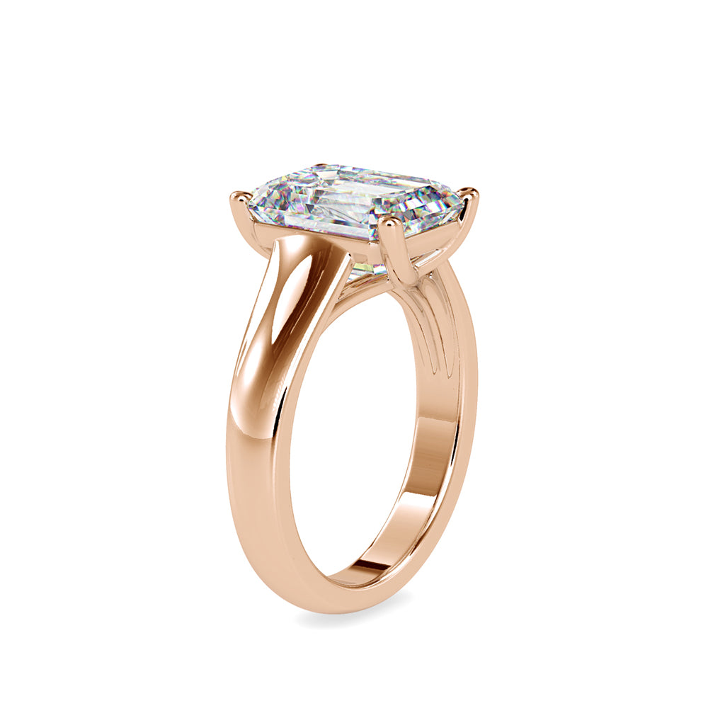 SKU: 0171 (18K) Emerald Twisted-Prong Solitaire Engagment Ring in Rose Gold.