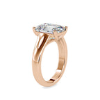 SKU: 0171 (18K) Emerald Twisted-Prong Solitaire Engagment Ring in Rose Gold.