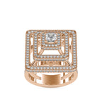 SKU: 0172 (18K) Triple Halo Split-Shank Diamond Ring in Rose Gold.