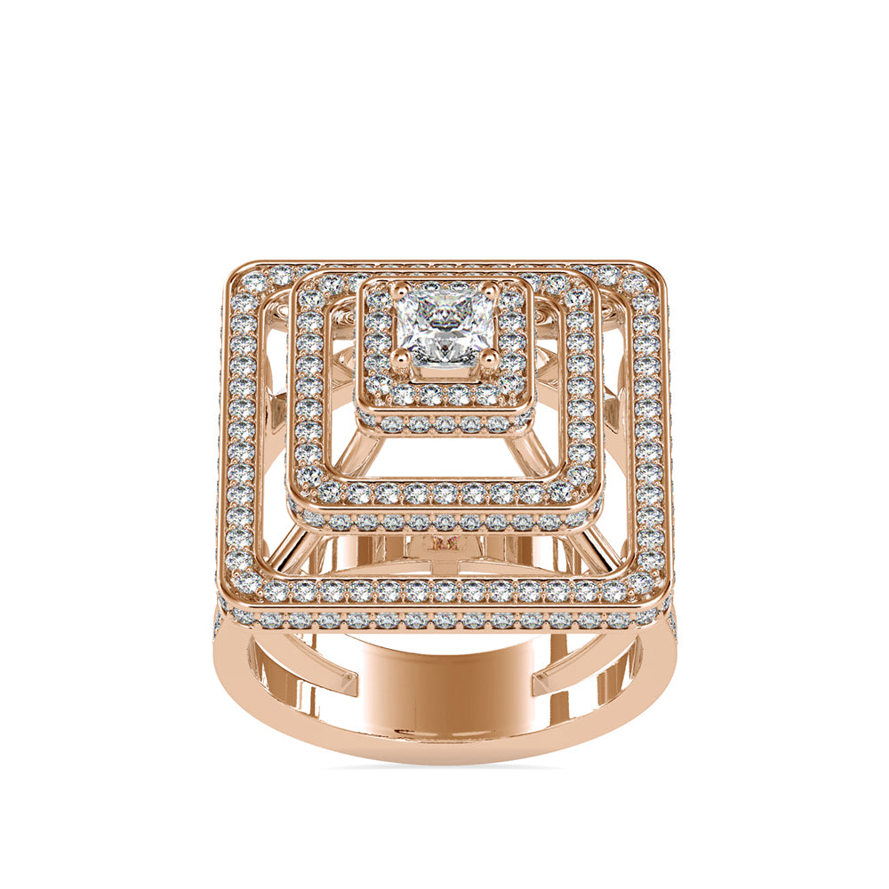 SKU: 0172 (18K) Triple Halo Split-Shank Diamond Ring in Rose Gold.